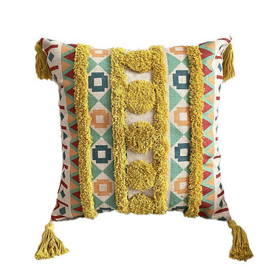 Customized Size Tufted Linen Printed Pillow Cover for Sofa Decorative in Ethnic Style