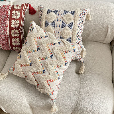 Customized Size Tufted Linen Printed Pillow Cover for Sofa Decorative in Ethnic Style