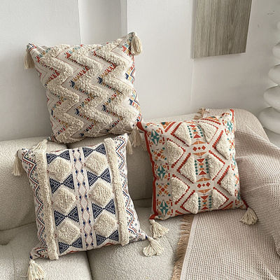 Customized Size Tufted Linen Printed Pillow Cover for Sofa Decorative in Ethnic Style
