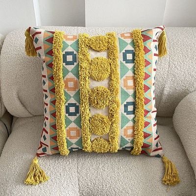 Customized Size Tufted Linen Printed Pillow Cover for Sofa Decorative in Ethnic Style