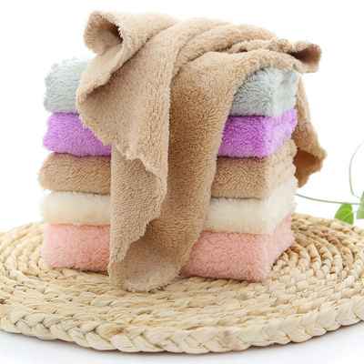 Drying Density Coral Fleece Small Square Towel 25*25 Hand Towel with Dobby Border Pattern