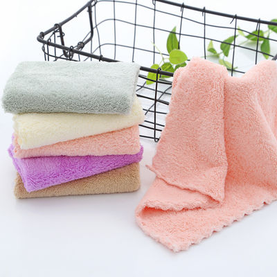 Drying Density Coral Fleece Small Square Towel 25*25 Hand Towel with Dobby Border Pattern