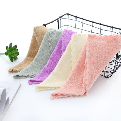 Drying Density Coral Fleece Small Square Towel 25*25 Hand Towel with Dobby Border Pattern