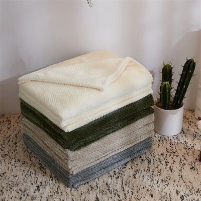 All-Season Custom Solid Square Flannel Blanket 300GSM Coral Fleece Sofa Throw Blanket