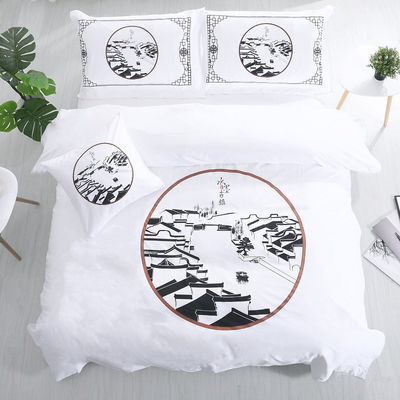 173 * 118 Fabric Density Pure Cotton White Chinese Bed Sheets and Quilt Covers