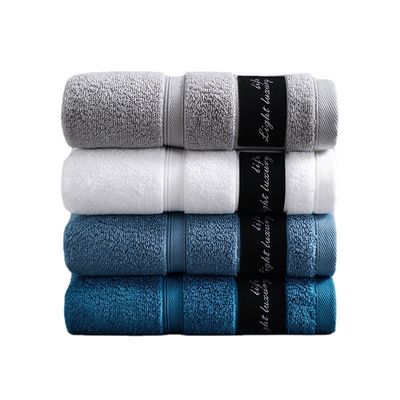 Hotel Luxury 100% Cotton White Bath Hand Face Towel Set with Custom Embroidery Logo
