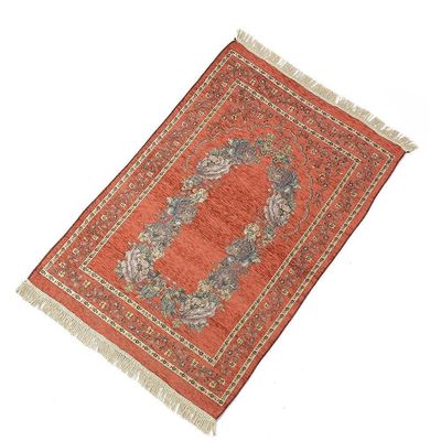 Plush Pile Height Abstract Pattern Cotton Yarn Embroidery Muslim Islam Prayer Mat