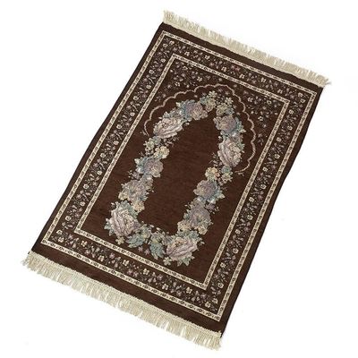 Plush Pile Height Abstract Pattern Cotton Yarn Embroidery Muslim Islam Prayer Mat
