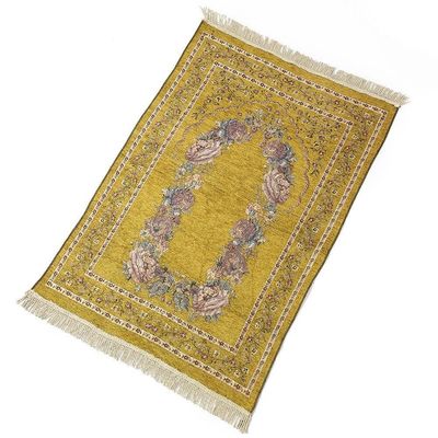 Plush Pile Height Abstract Pattern Cotton Yarn Embroidery Muslim Islam Prayer Mat