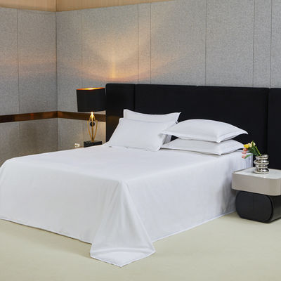 80 Fabric Count Cotton Hotel Bed Sheet Set for Customized Bedsheets in White Color