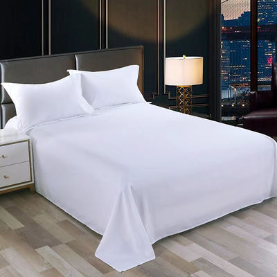 80 Fabric Count Cotton Hotel Bed Sheet Set for Customized Bedsheets in White Color