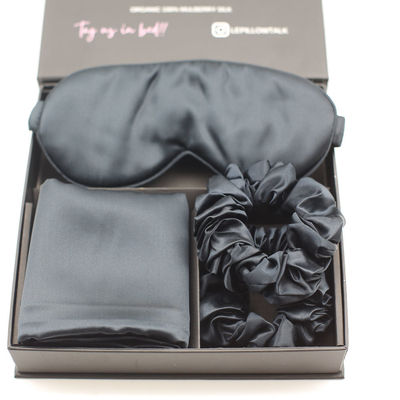 Solid Pattern Custom Logo Satin Silk Eye Mask Set Box for Skin-friendly Restful Sleep