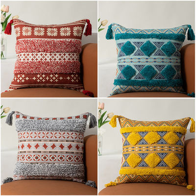 Bohemian Pattern Tassel Cushion Cover for Decorative Pillowcase
