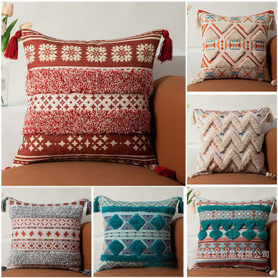 Bohemian Pattern Tassel Cushion Cover for Decorative Pillowcase