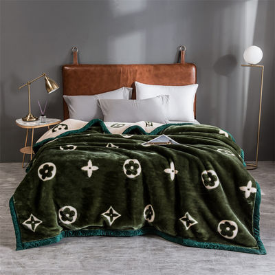 Jacquard Weave Coral Fleece Raschel Blanket for Winter Thickened Plush Nap Cover Bed