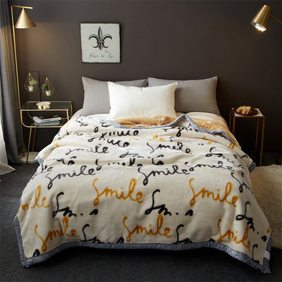 Jacquard Weave Coral Fleece Raschel Blanket for Winter Thickened Plush Nap Cover Bed