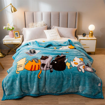 Jacquard Weave Coral Fleece Raschel Blanket for Winter Thickened Plush Nap Cover Bed