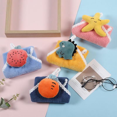 Children's Cute Handkerchief Soft and Absorbent Coral Velvet Towel with Hanging Hook