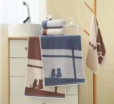 Dark Color 16pcs Selvage Spun Cotton Face Towel with Stain Resistant Letters Blue Curry