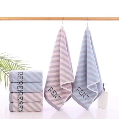 Dark Color 16pcs Selvage Spun Cotton Face Towel with Stain Resistant Letters Blue Curry