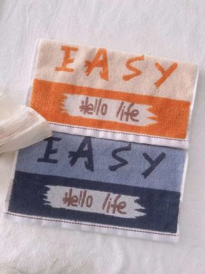 Dark Color 16pcs Selvage Spun Cotton Face Towel with Stain Resistant Letters Blue Curry