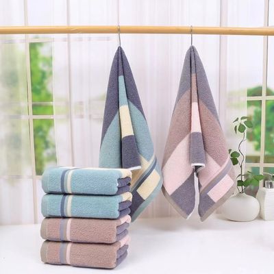 Dark Color 16pcs Selvage Spun Cotton Face Towel with Stain Resistant Letters Blue Curry