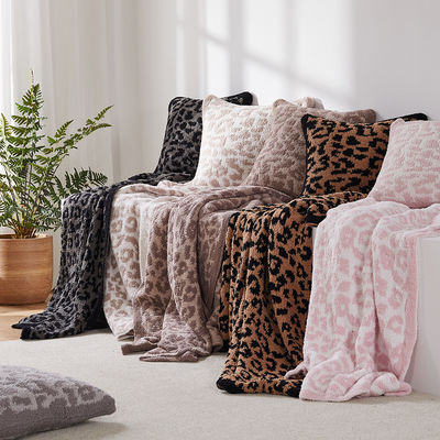 Home Appliance Comfortable Knitted Throw Blanket with Leopard Zebra Print in 22 Colors
