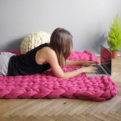 Sustainable Flannel Knitted Blanket in 22 Colors Customizable Handmade Throw Blanket
