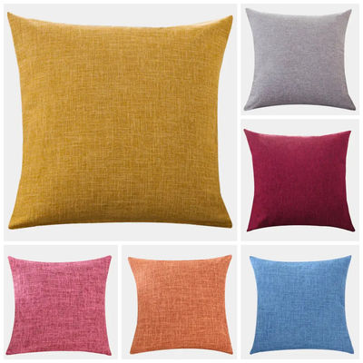 Simple Solid Colors Linen Cotton Cushion Cover for Home Pillowcases in Vintage Style