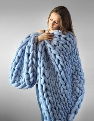 Sustainable Flannel Knitted Blanket in 22 Colors Customizable Handmade Throw Blanket