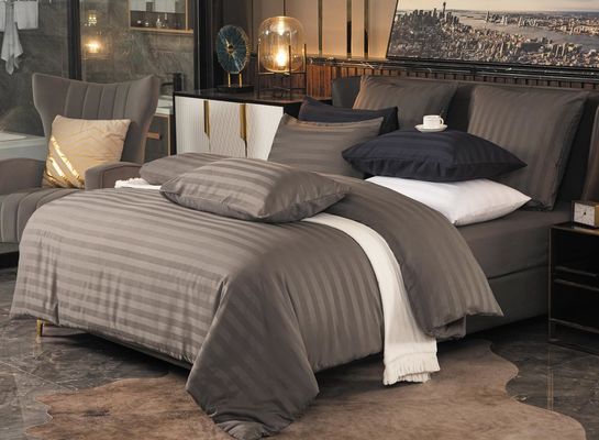 Multifunctional 100% Polyester Satin Stripe Pattern Bedding Set for Home or Hotel