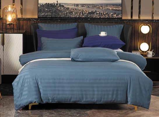 Multifunctional 100% Polyester Satin Stripe Pattern Bedding Set for Home or Hotel