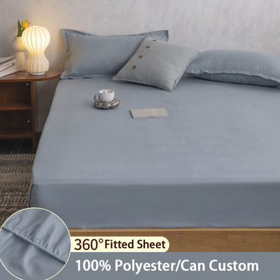 Washable Solid Pattern Type Polyester Fiber Fitted Sheet for Simple Style Bedspread