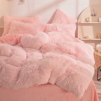 Customized Shaggy Plush Duvet Cover Sets Soft Winter Bedding with No Filling