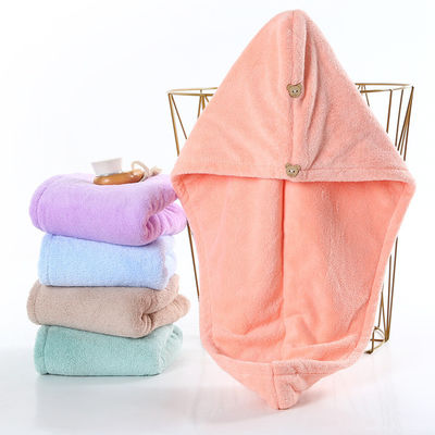 Women Coral Fleece Dry Hair Hat Quick-Dry Absorbent Shower Hat with Thickened Towel