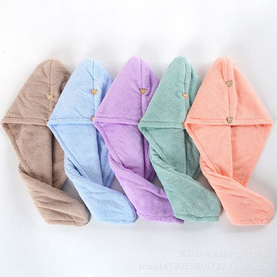 Women Coral Fleece Dry Hair Hat Quick-Dry Absorbent Shower Hat with Thickened Towel