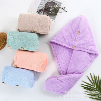 Women Coral Fleece Dry Hair Hat Quick-Dry Absorbent Shower Hat with Thickened Towel