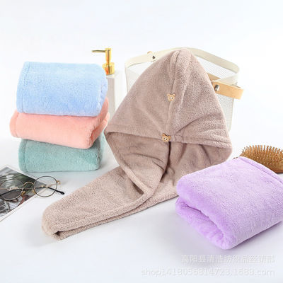 Women Coral Fleece Dry Hair Hat Quick-Dry Absorbent Shower Hat with Thickened Towel