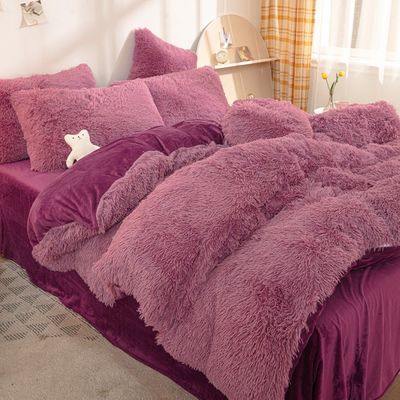 Customized Shaggy Plush Duvet Cover Sets Soft Winter Bedding with No Filling