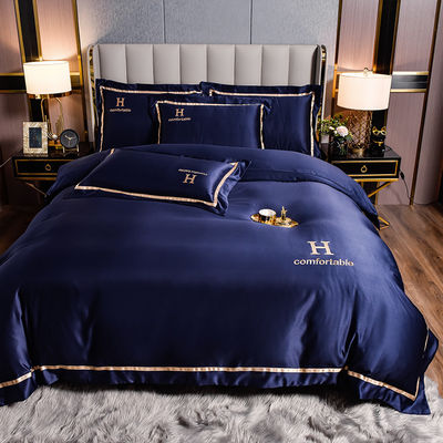 Home Hotel Wedding Luxury Solid Color Duvet Cover Sheet Pillowcase Bedding Set