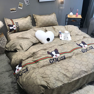 Polyester Cartoon Simple 4 Pcs Bedding Sheet Set Duvet Cover Pillowcase Wedding Bedding