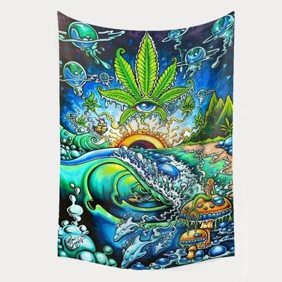 3D Print Trippy Mushroom Tapestry Hippie Psychedelic Abstract Art Tapiz for Wall Hanging