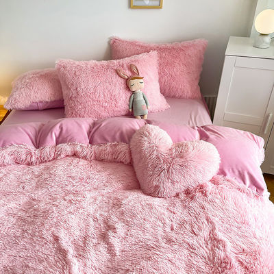 Thick Coral Velvet Bed Sheet Set Luxury Designer Comforter Sets for Winter Protection