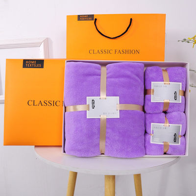 Customized Printing Designs Pure Cotton Bath Towel Three Piece Set in Rectangle Shape