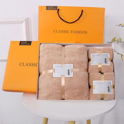 Customized Printing Designs Pure Cotton Bath Towel Three Piece Set in Rectangle Shape