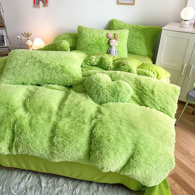Plush Shaggy Velvet Fluffy Bed Duvet Covers Set in Multi Color Custom Luxury Designs