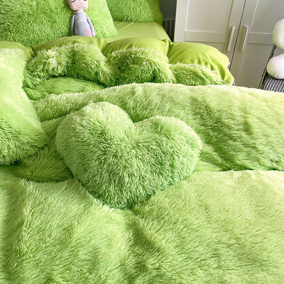Plush Shaggy Velvet Fluffy Bed Duvet Covers Set in Multi Color Custom Luxury Designs