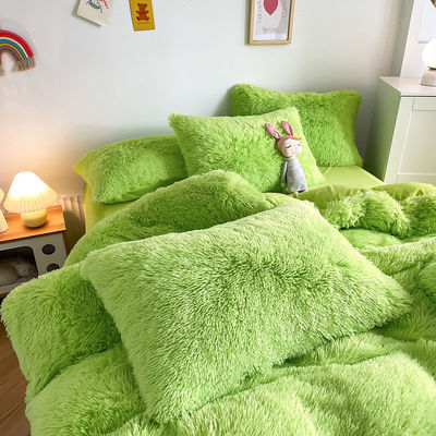 Plush Shaggy Velvet Fluffy Bed Duvet Covers Set in Multi Color Custom Luxury Designs