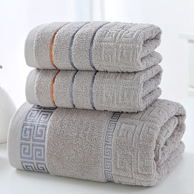 White Plain Forged Cotton Washcloth Bath Towel Absorbent 3-Piece Gift Box with Return Gift Cover