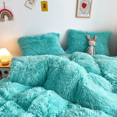 Hot Blue Luxury Shaggy Flanell Mink Velvet Bedding Set for All-Groups in Autumn Winter